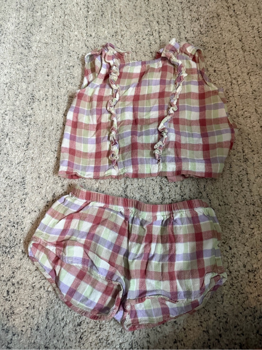 Maison me Girls Plaid Ruffle Tank & Shorts Set Euc size 4